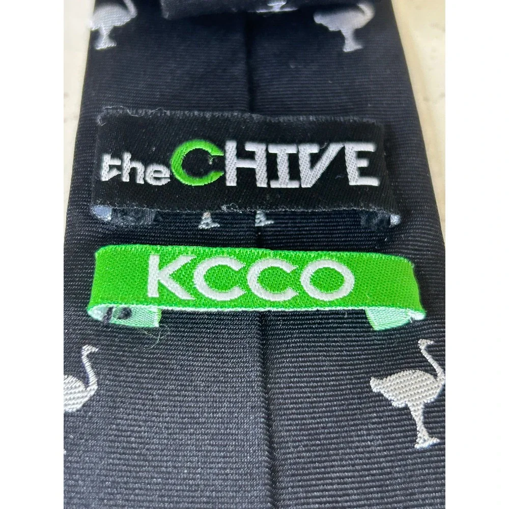 The Chive KCCO‎ Ostrich Necktie 100 Percent Silk Black Mens